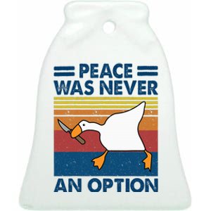 Murder Duck Peace Was Never An Option Duck With Knife Meme Ceramic Bell Ornament