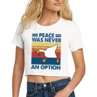 Murder Duck Peace Was Never An Option Duck With Knife Meme Crop Top