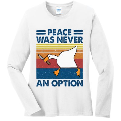 Murder Duck Peace Was Never An Option Duck With Knife Meme Ladies Long Sleeve Shirt