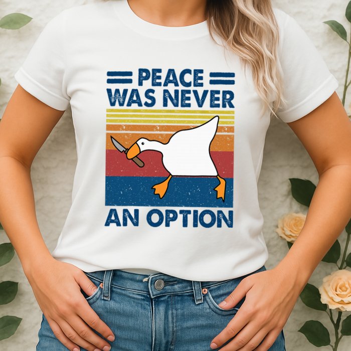 Murder Duck Peace Was Never An Option Duck With Knife Meme Womens T-Shirt