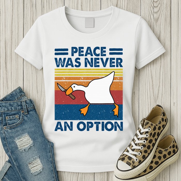 Murder Duck Peace Was Never An Option Duck With Knife Meme Womens T-Shirt
