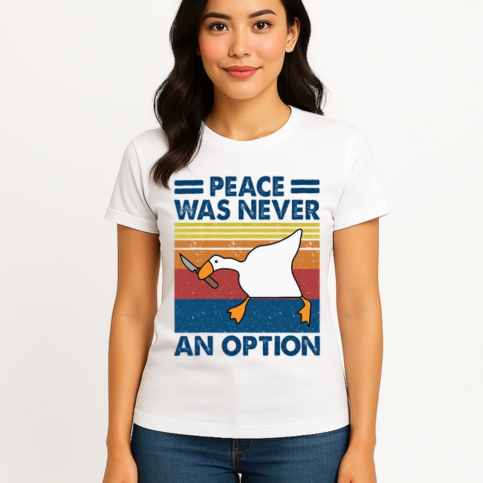 Murder Duck Peace Was Never An Option Duck With Knife Meme Womens T-Shirt
