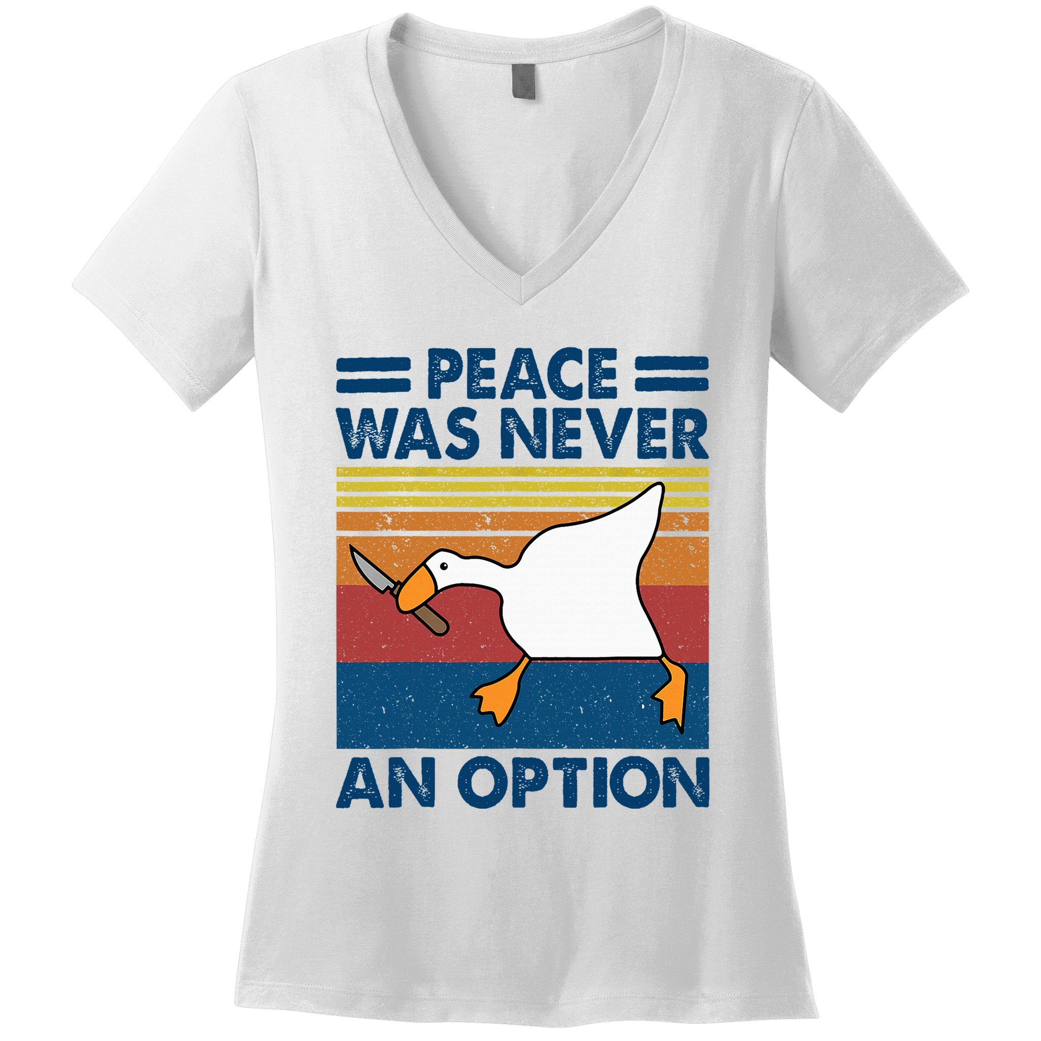 Murder Duck Peace Was Never An Option Duck With Knife Meme Women's V-Neck T-Shirt