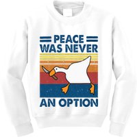 Murder Duck Peace Was Never An Option Duck With Knife Meme Kids Sweatshirt