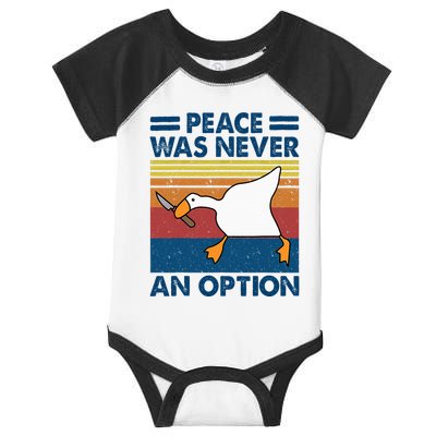 Murder Duck Peace Was Never An Option Duck With Knife Meme Infant Baby Jersey Bodysuit