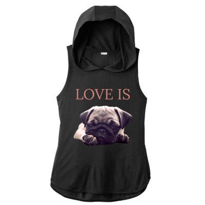 Mothers Day Pug Gift Pug Mom Life Love Dog Ladies PosiCharge Tri-Blend Wicking Draft Hoodie Tank