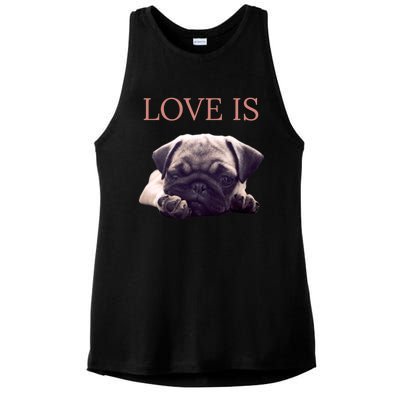 Mothers Day Pug Gift Pug Mom Life Love Dog Ladies PosiCharge Tri-Blend Wicking Tank