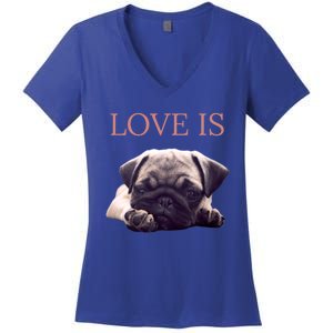 Mothers Day Pug Gift Pug Mom Life Love Dog Women's V-Neck T-Shirt