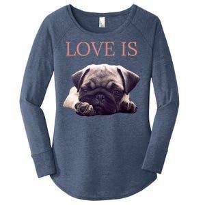 Mothers Day Pug Gift Pug Mom Life Love Dog Women's Perfect Tri Tunic Long Sleeve Shirt