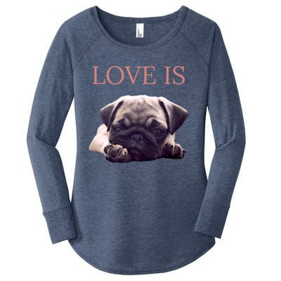 Mothers Day Pug Gift Pug Mom Life Love Dog Women's Perfect Tri Tunic Long Sleeve Shirt