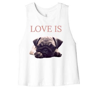 Mothers Day Pug Gift Pug Mom Life Love Dog Women's Racerback Cropped Tank