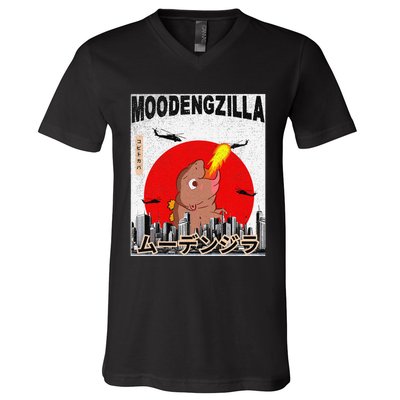 Moo Deng Pygmy Hippopotamus Funny Moodengzilla Gift V-Neck T-Shirt