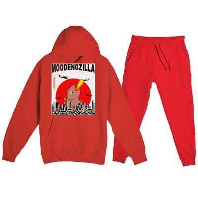 Moo Deng Pygmy Hippopotamus Funny Moodengzilla Gift Premium Hooded Sweatsuit Set