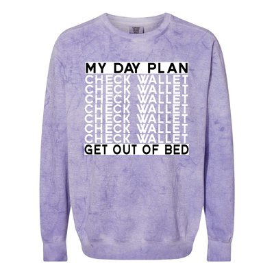 My Day Plan Check Wallet Funny Cryptocurrency Holders Gift Colorblast Crewneck Sweatshirt