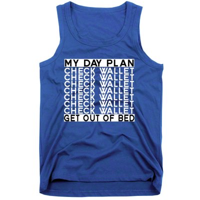 My Day Plan Check Wallet Funny Cryptocurrency Holders Gift Tank Top