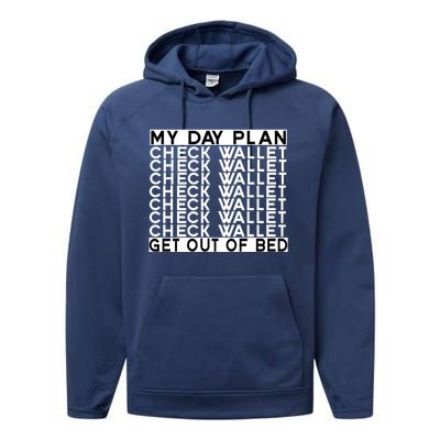 My Day Plan Check Wallet Funny Cryptocurrency Holders Gift Performance Fleece Hoodie