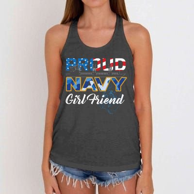 Memorial Day Proud Nav'y GirlFriend Women's Knotted Racerback Tank