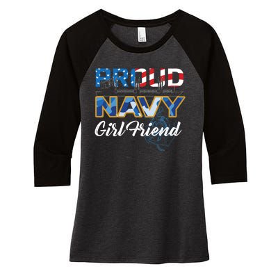 Memorial Day Proud Nav'y GirlFriend Women's Tri-Blend 3/4-Sleeve Raglan Shirt