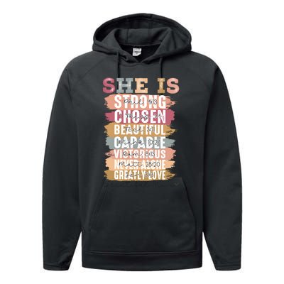 Mother’S Day Quote She Is Mom Performance Fleece Hoodie