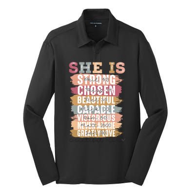 Mother’S Day Quote She Is Mom Silk Touch Performance Long Sleeve Polo