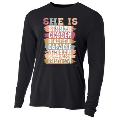 Mother’S Day Quote She Is Mom Cooling Performance Long Sleeve Crew