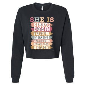 Mother’S Day Quote She Is Mom Cropped Pullover Crew