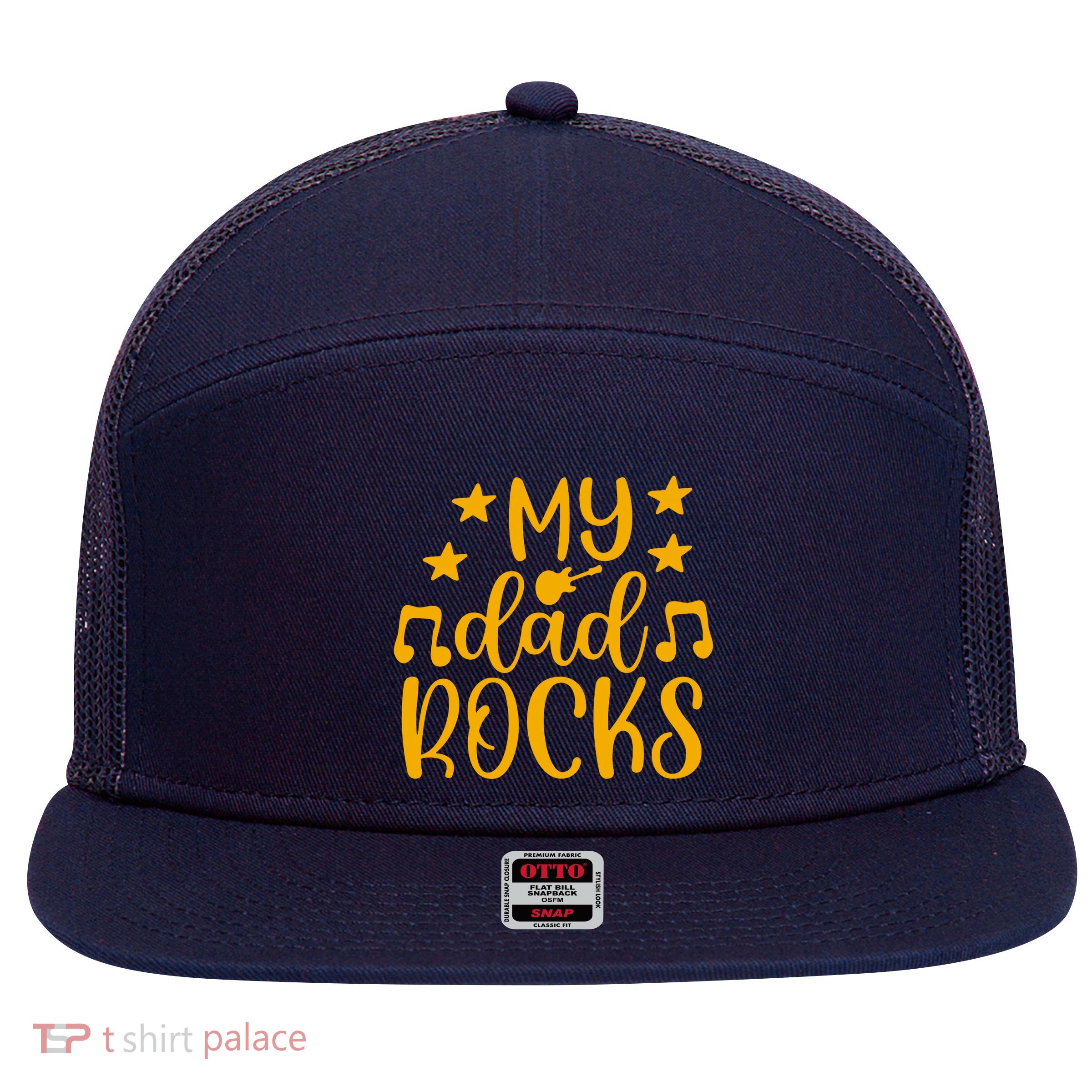 My Dad Rocks Musicial 7 Panel Mesh Trucker Snapback Hat