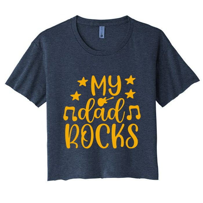 My Dad Rocks Musicial Women's Crop Top Tee