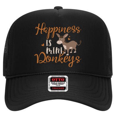 Miniature Donkeys Rancher Farmer Mini Donkey Lover Gift High Crown Mesh Back Trucker Hat