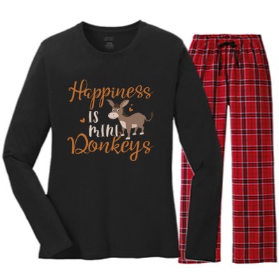 Miniature Donkeys Rancher Farmer Mini Donkey Lover Gift Women's Long Sleeve Flannel Pajama Set 