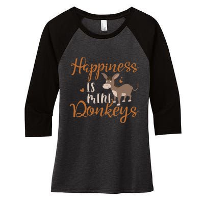 Miniature Donkeys Rancher Farmer Mini Donkey Lover Gift Women's Tri-Blend 3/4-Sleeve Raglan Shirt