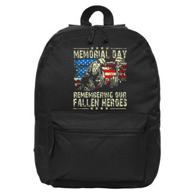 Memorial Day Remember The Fallen Veteran Military 16 in Basic Backpack