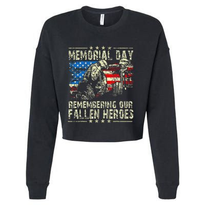 Memorial Day Remember The Fallen Veteran Military Cropped Pullover Crew