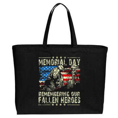 Memorial Day Remember The Fallen Veteran Military Cotton Canvas Jumbo Tote