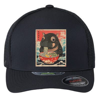 Moo Deng Ramen Japanese Vintage Moo Deng Japanese Noodles Flexfit Unipanel Trucker Cap