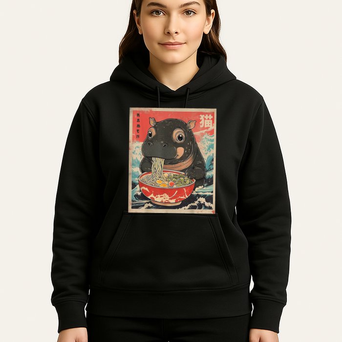 Moo Deng Ramen Japanese Vintage Moo Deng Japanese Noodles Hoodie