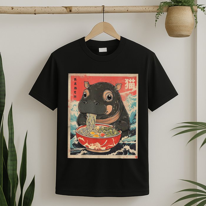 Moo Deng Ramen Japanese Vintage Moo Deng Japanese Noodles T-Shirt