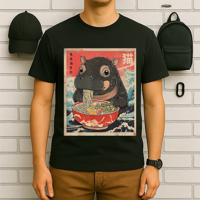 Moo Deng Ramen Japanese Vintage Moo Deng Japanese Noodles T-Shirt