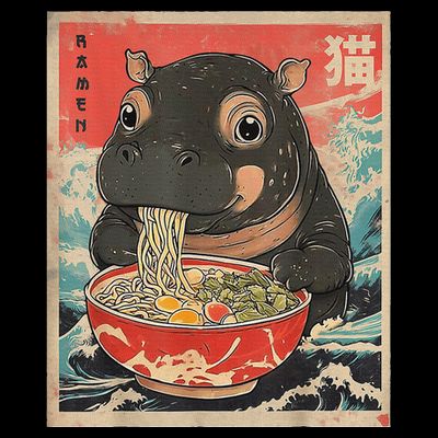 Moo Deng Ramen Japanese Vintage Moo Deng Japanese Noodles T-Shirt