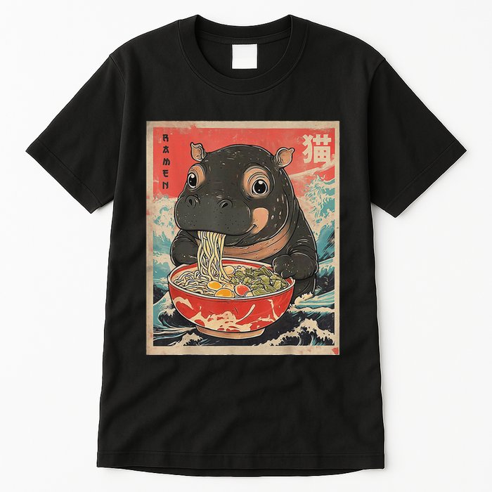 Moo Deng Ramen Japanese Vintage Moo Deng Japanese Noodles Tall T-Shirt