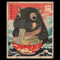 Moo Deng Ramen Japanese Vintage Moo Deng Japanese Noodles Button