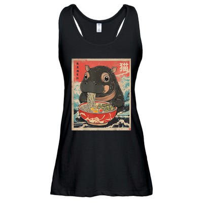 Moo Deng Ramen Japanese Vintage Moo Deng Japanese Noodles Ladies Essential Flowy Tank