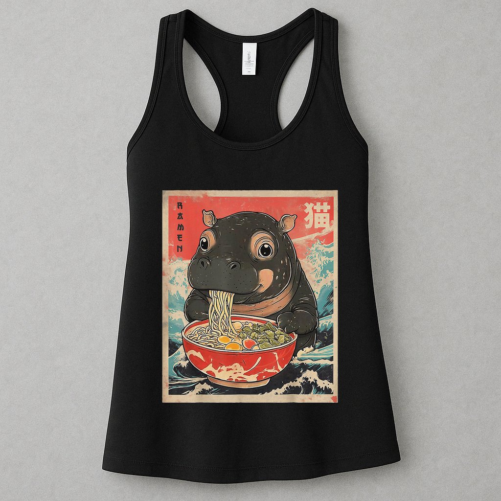 Moo Deng Ramen Japanese Vintage Moo Deng Japanese Noodles Womens Tank Top