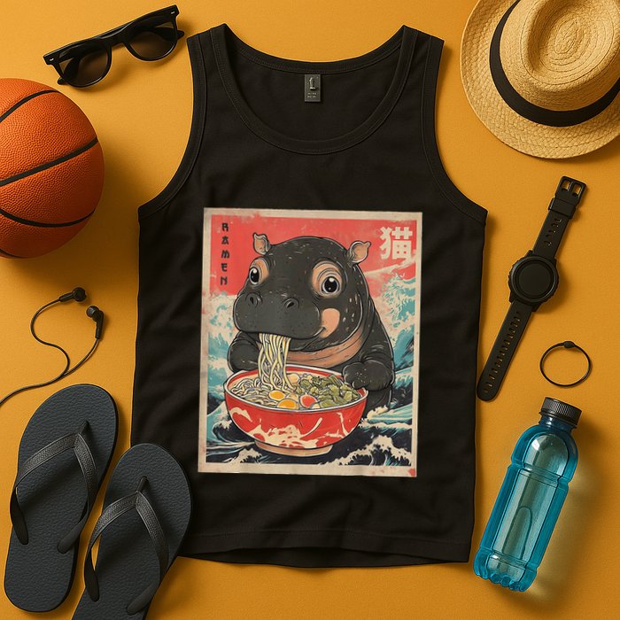 Moo Deng Ramen Japanese Vintage Moo Deng Japanese Noodles Tank Top