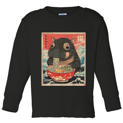 Moo Deng Ramen Japanese Vintage Moo Deng Japanese Noodles Toddler Long Sleeve Shirt