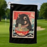 Moo Deng Ramen Japanese Vintage Moo Deng Japanese Noodles Golf Towel