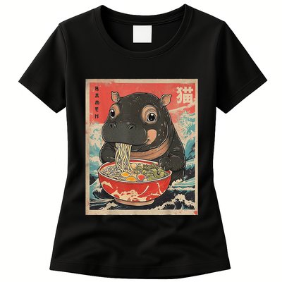 Moo Deng Ramen Japanese Vintage Moo Deng Japanese Noodles Womens T-Shirt