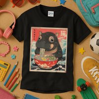 Moo Deng Ramen Japanese Vintage Moo Deng Japanese Noodles Kids T-Shirt