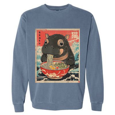 Moo Deng Ramen Japanese Vintage Moo Deng Japanese Noodles Garment-Dyed Sweatshirt