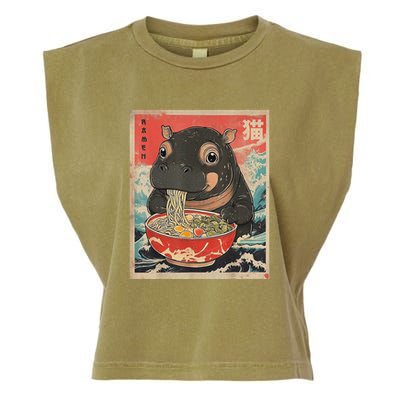 Moo Deng Ramen Japanese Vintage Moo Deng Japanese Noodles Garment-Dyed Women's Muscle Tee